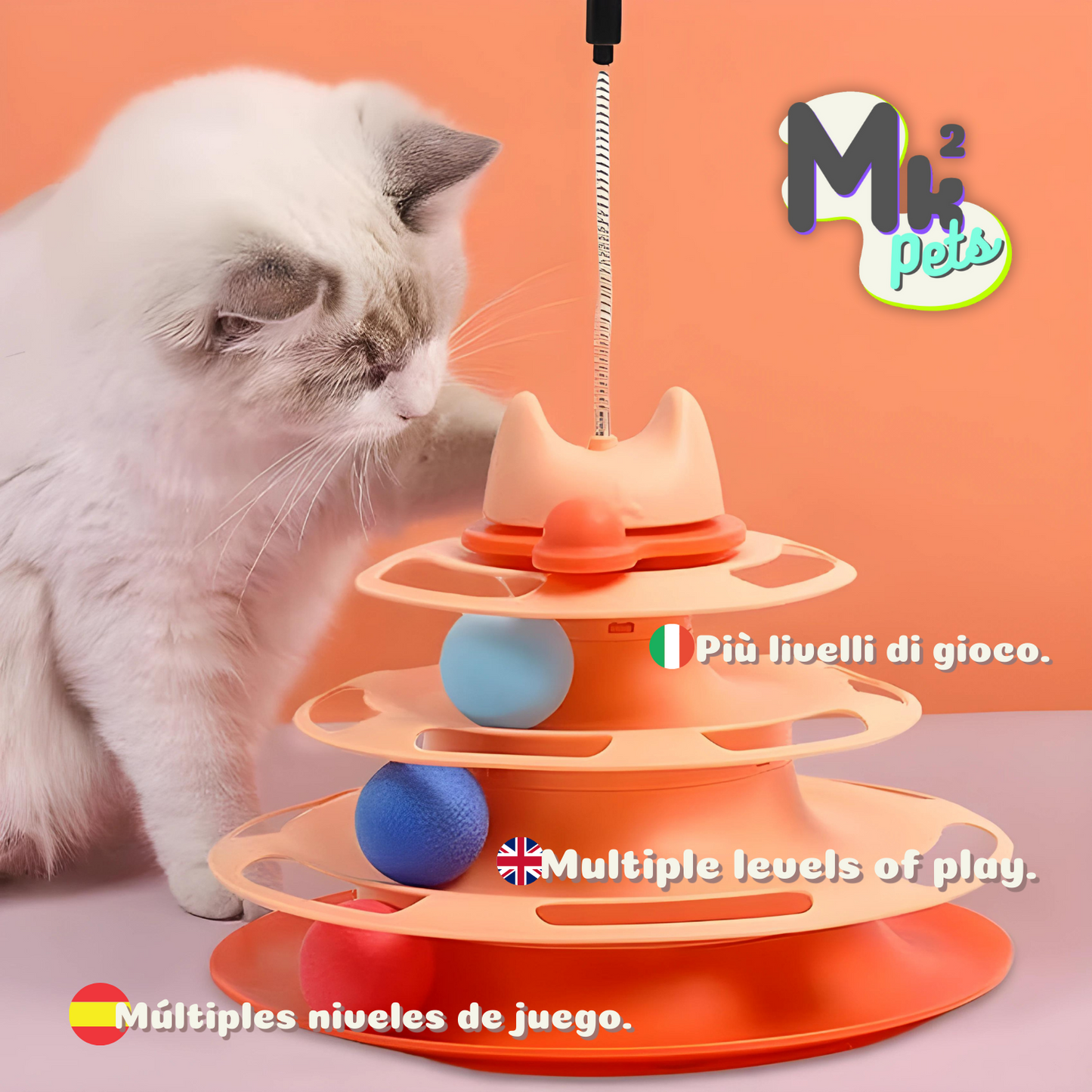 Ping-pong 360º for cats "Colorful Pyramid"